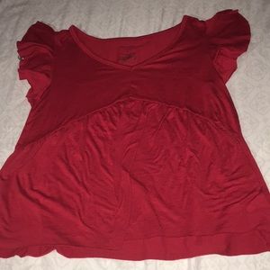 Ruffled Red Cotton Blouse